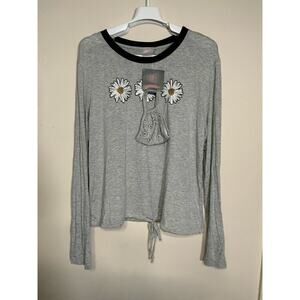 No Boundaries Juniors Women Ringer Tee with Mask Top Shirt Size XL - NWT